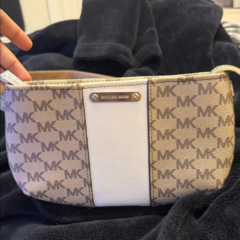 Michael Kors Tan and White Monogram Fanny pack
